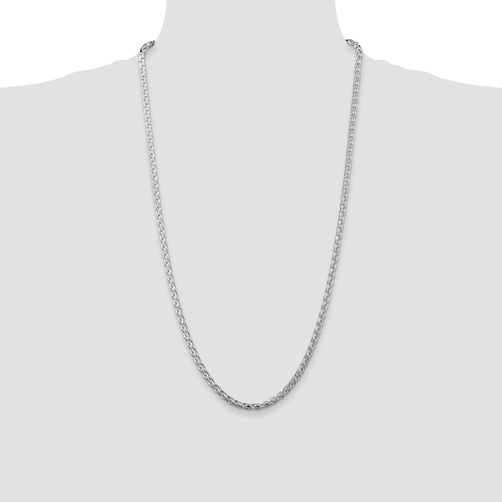 Sterling Silver 3.5mm Diamond-cut Round Spiga Chain (QSR100-28)