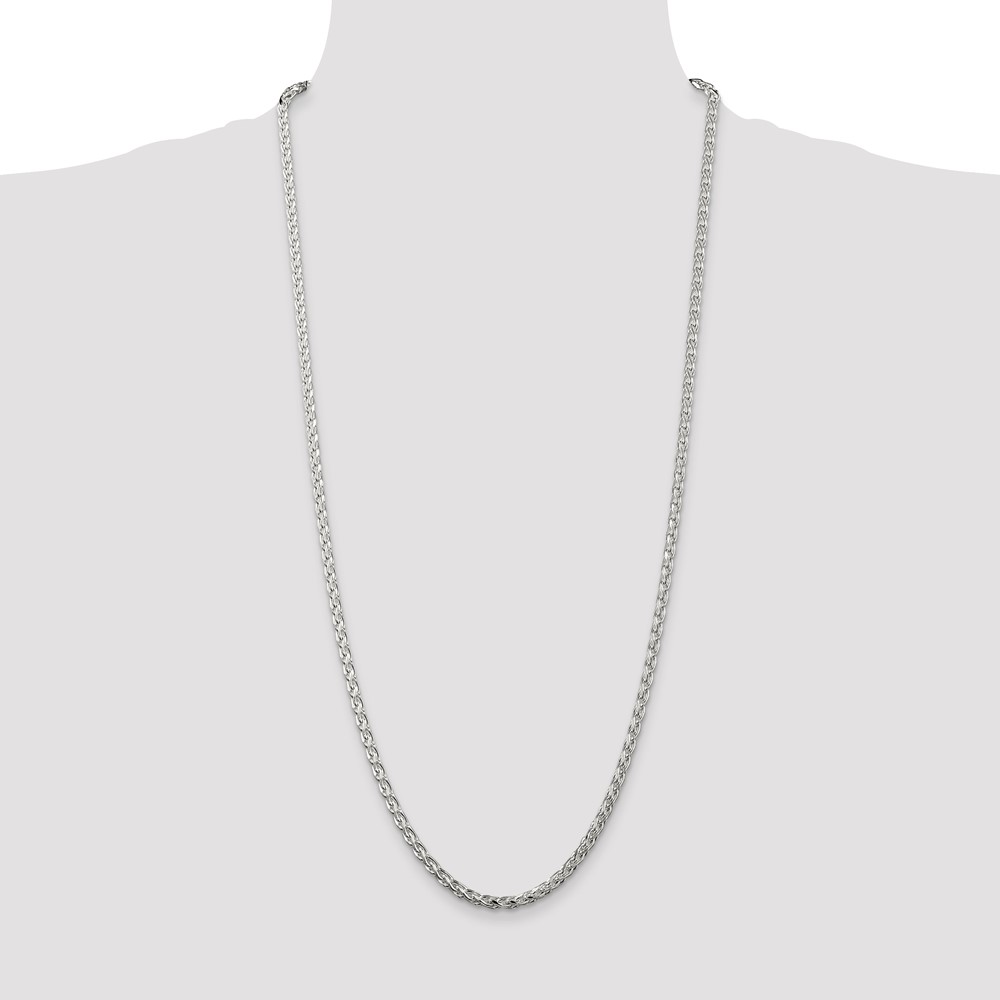 Sterling Silver 3.5mm Diamond-cut Round Spiga Chain (QSR100-30)
