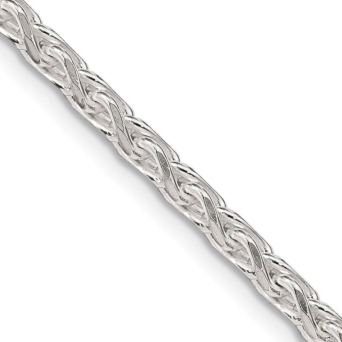 Sterling Silver 3.5mm Diamond-cut Round Spiga Chain (QSR100-24)