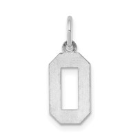 Sterling Silver Rhodium-plated Polished Number 0 Charm view 4