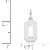 Sterling Silver Rhodium-plated Polished Number 0 Charm view 3