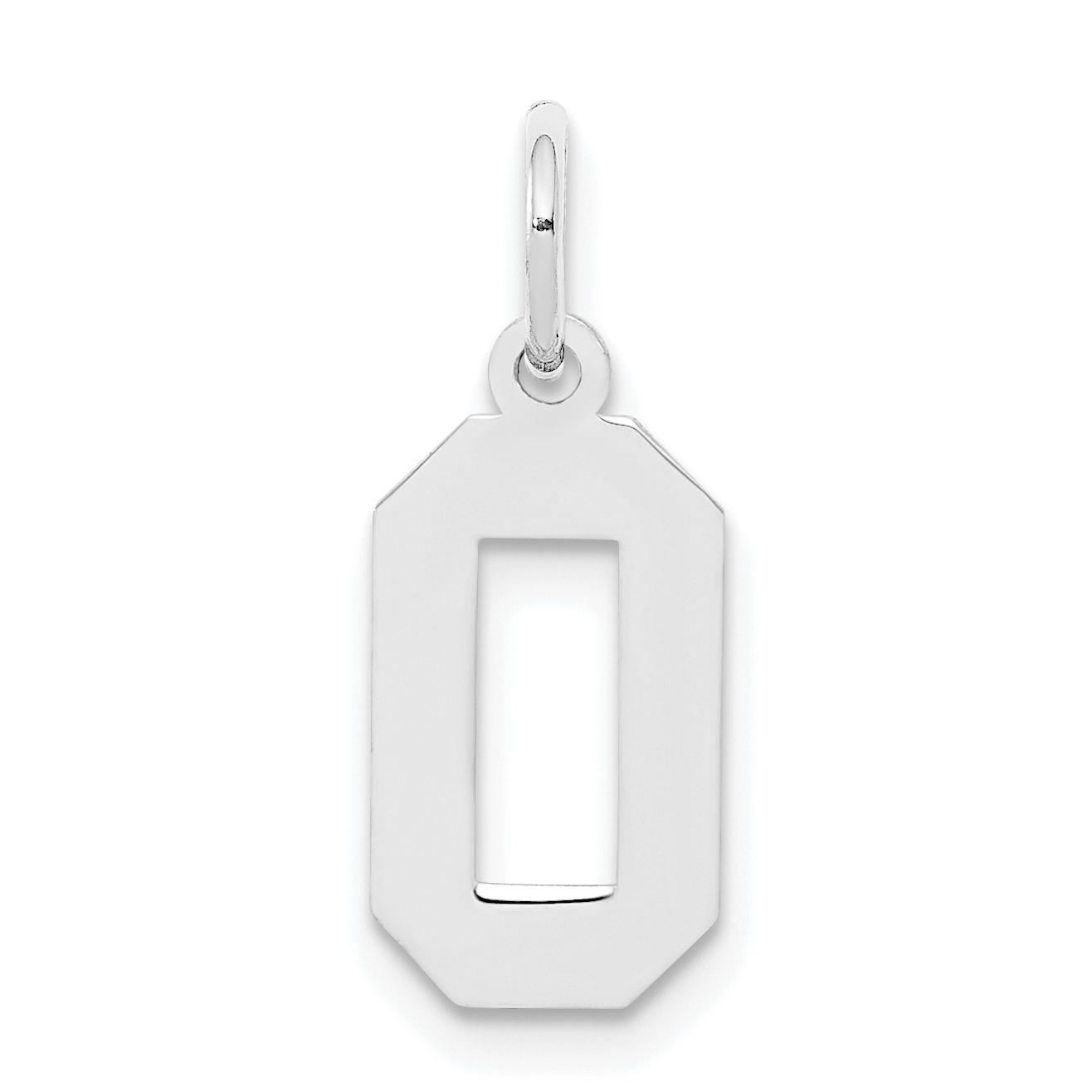 Sterling Silver/Rhodium-plated Polished Number 0 Charm (QSS00)