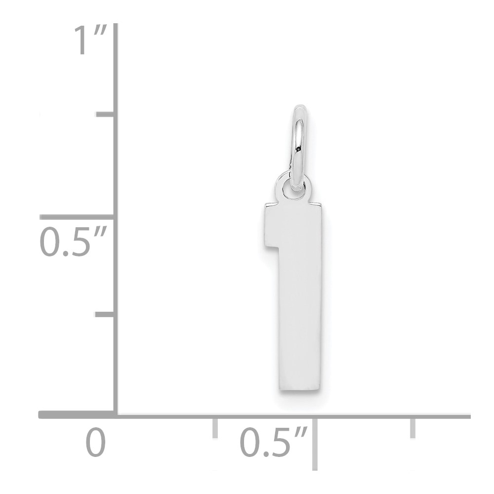Sterling Silver/Rhodium-plated Polished Number 1 Charm (QSS01)