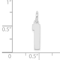 Sterling Silver Rhodium-plated Polished Number 1 Charm view 3