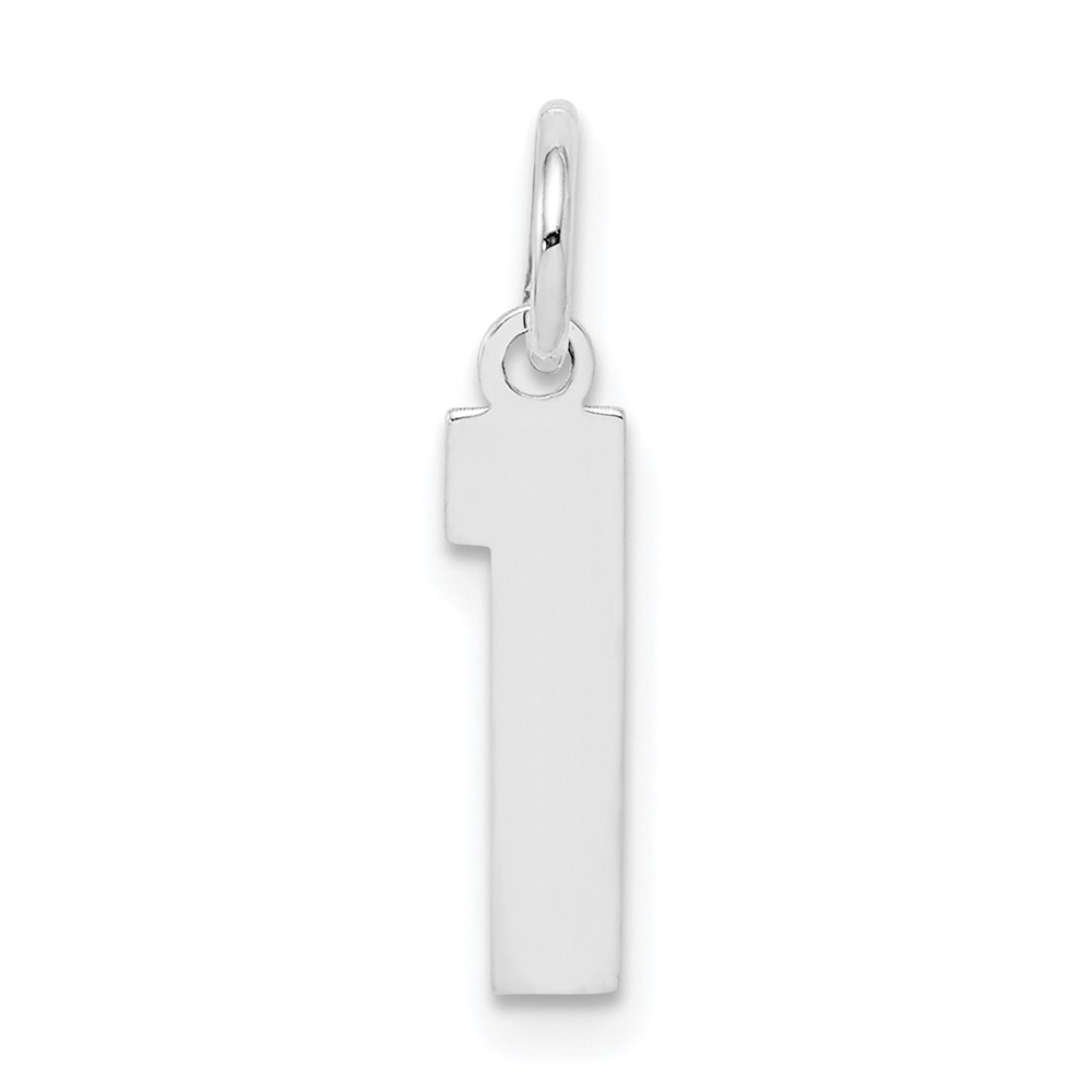 Sterling Silver/Rhodium-plated Polished Number 1 Charm (QSS01)