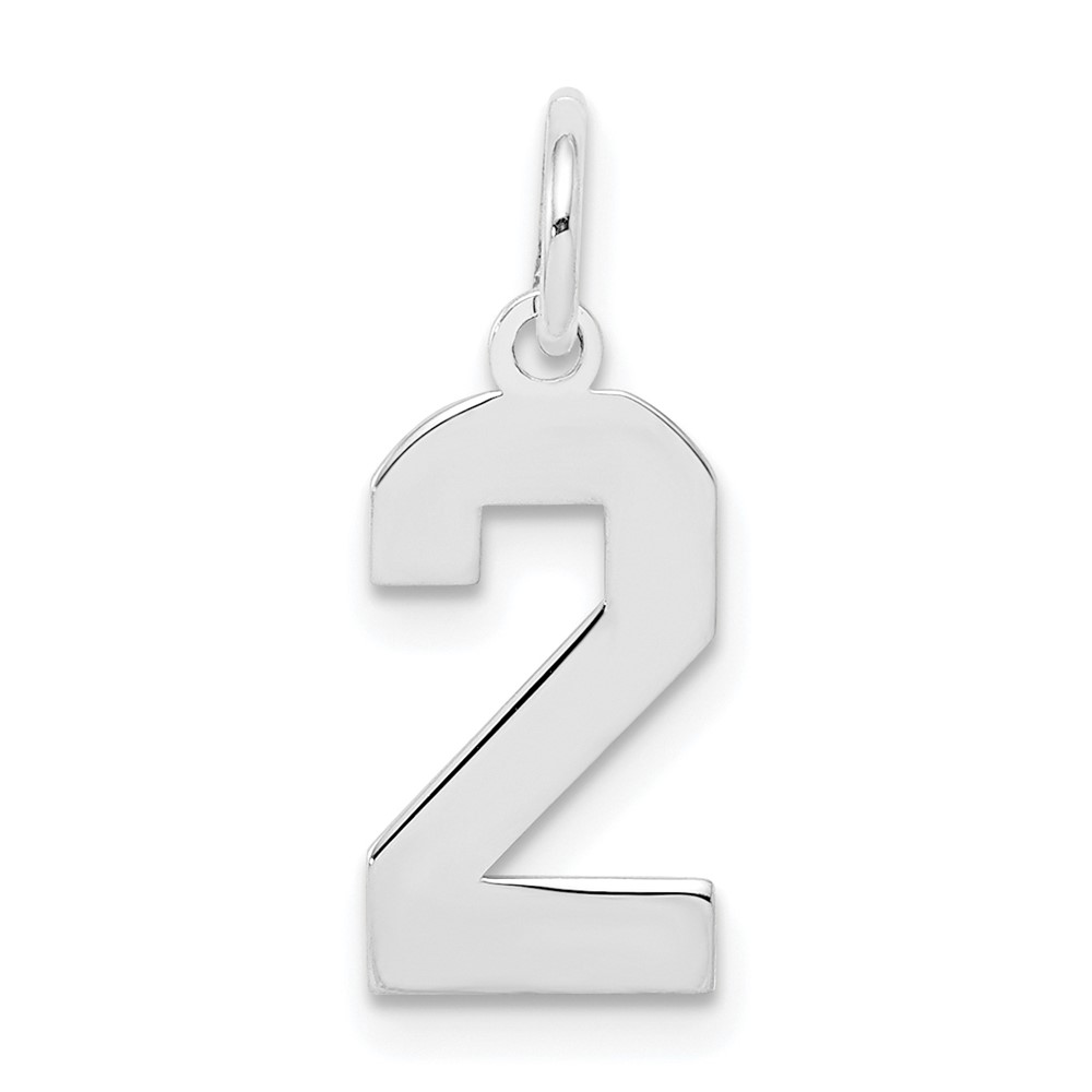 Sterling Silver/Rhodium-plated Polished Number 2 Charm (QSS02)