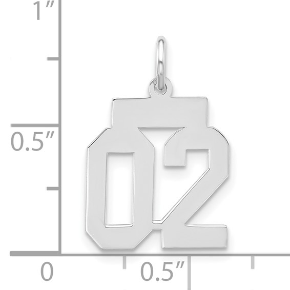 Sterling Silver Small Polished Number 02 W/Top Charm