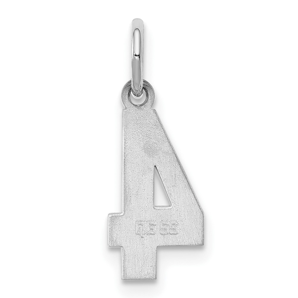 Sterling Silver/Rhodium-plated Polished Number 4 Charm (QSS04)
