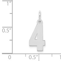 Sterling Silver Rhodium-plated Polished Number 4 Charm view 3