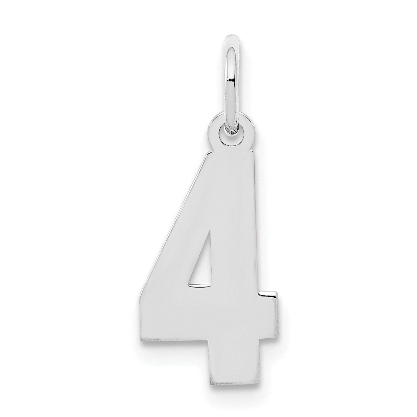 Sterling Silver/Rhodium-plated Polished Number 4 Charm (QSS04)