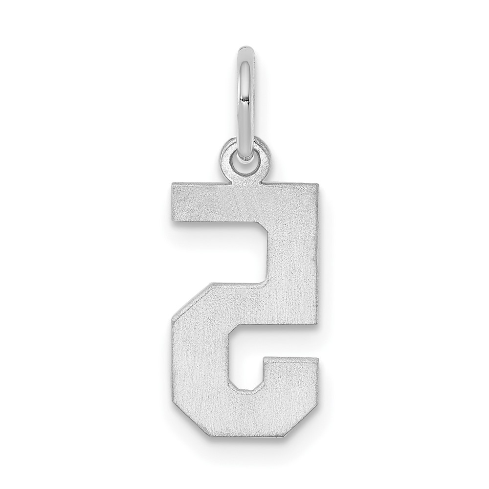 Sterling Silver/Rhodium-plated Polished Number 5 Charm (QSS05)