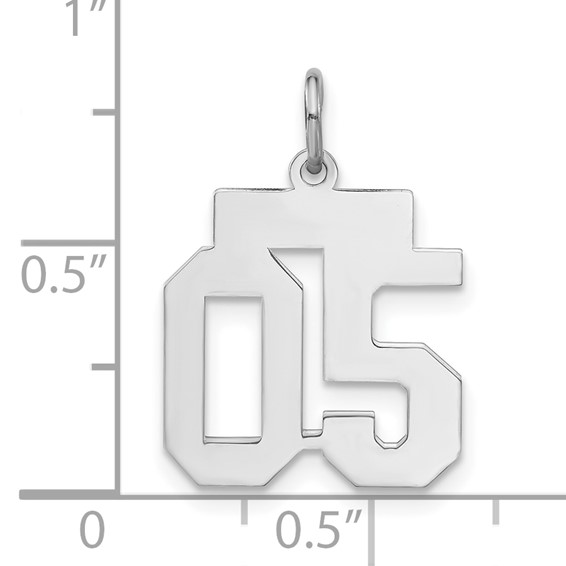 Sterling Silver Small Polished Number 05 W/Top Charm