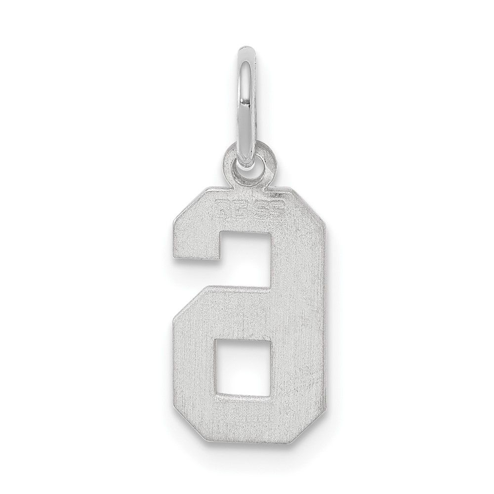 Sterling Silver/Rhodium-plated Polished Number 6 Charm (QSS06)