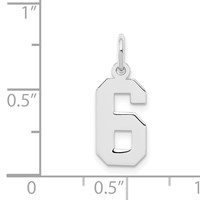 Sterling Silver Rhodium-plated Polished Number 6 Charm view 3