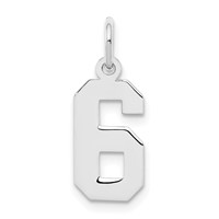 Sterling Silver Rhodium-plated Polished Number 6 Charm view 1