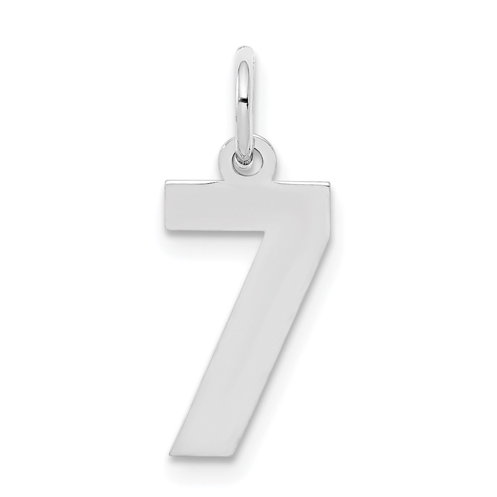 Sterling Silver Rhodium-plated Polished Number 7 Charm