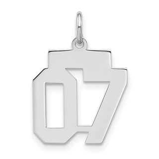 Sterling Silver Small Polished Number 07 W/Top Charm