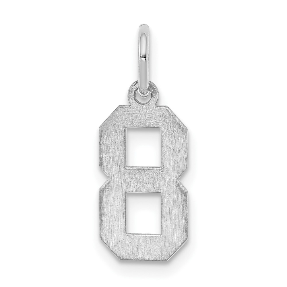 Sterling Silver/Rhodium-plated Polished Number 8 Charm (QSS08)