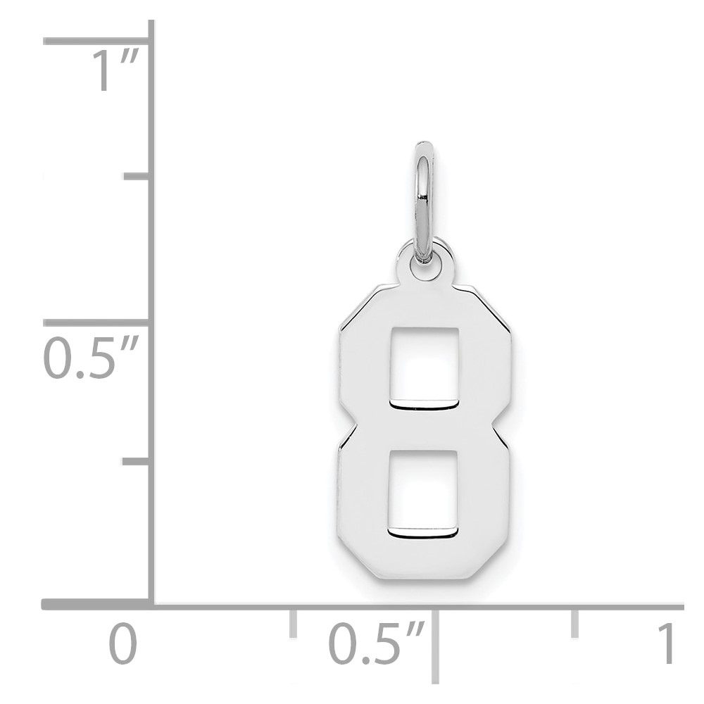 Sterling Silver/Rhodium-plated Polished Number 8 Charm (QSS08)