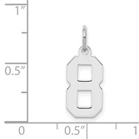 Sterling Silver Rhodium-plated Polished Number 8 Charm view 3