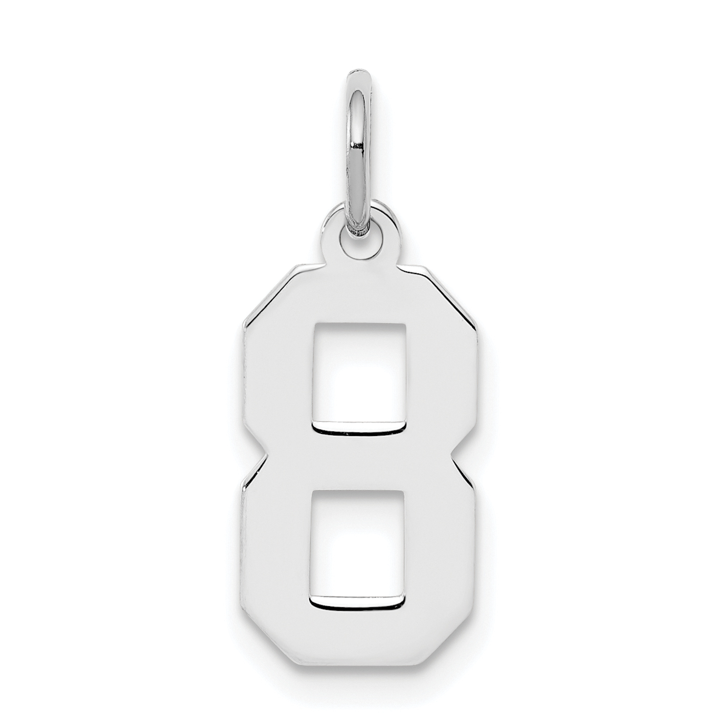 Sterling Silver/Rhodium-plated Polished Number 8 Charm (QSS08)