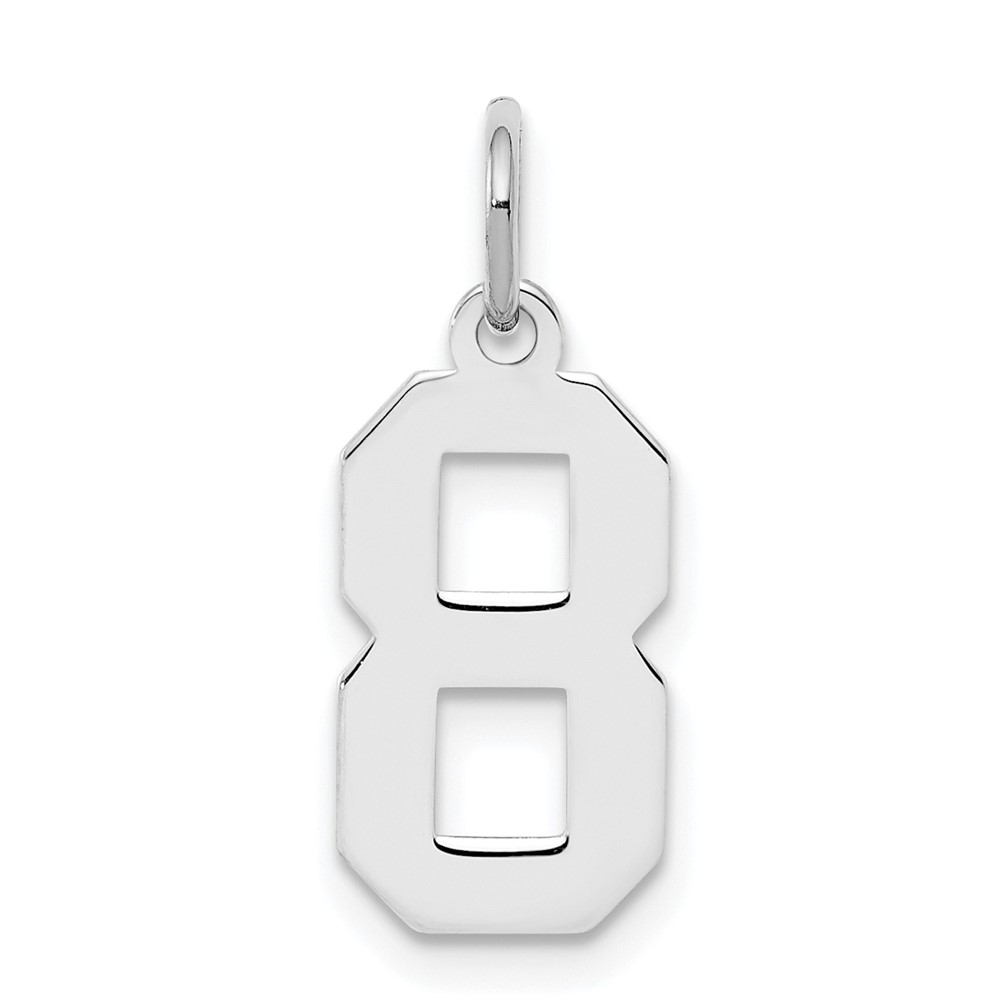 Sterling Silver/Rhodium-plated Polished Number 8 Charm (QSS08)
