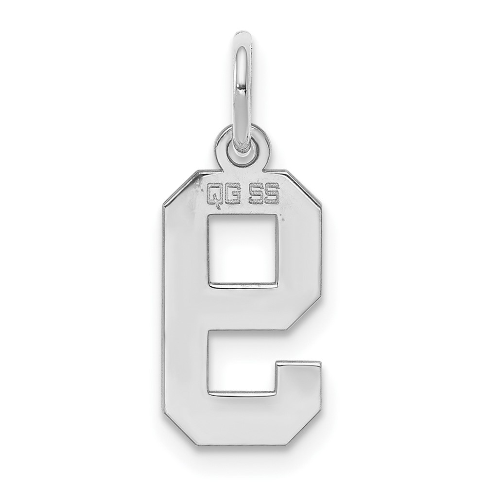 Sterling Silver/Rhodium-plated Polished Number 9 Charm (QSS09)