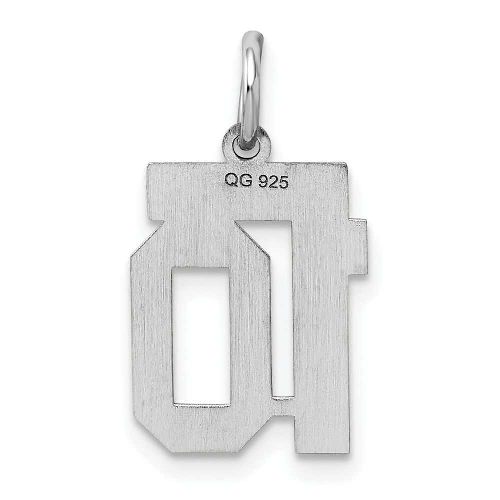 Sterling Silver/Rhodium-plated Polished Number 10 Charm (QSS10)