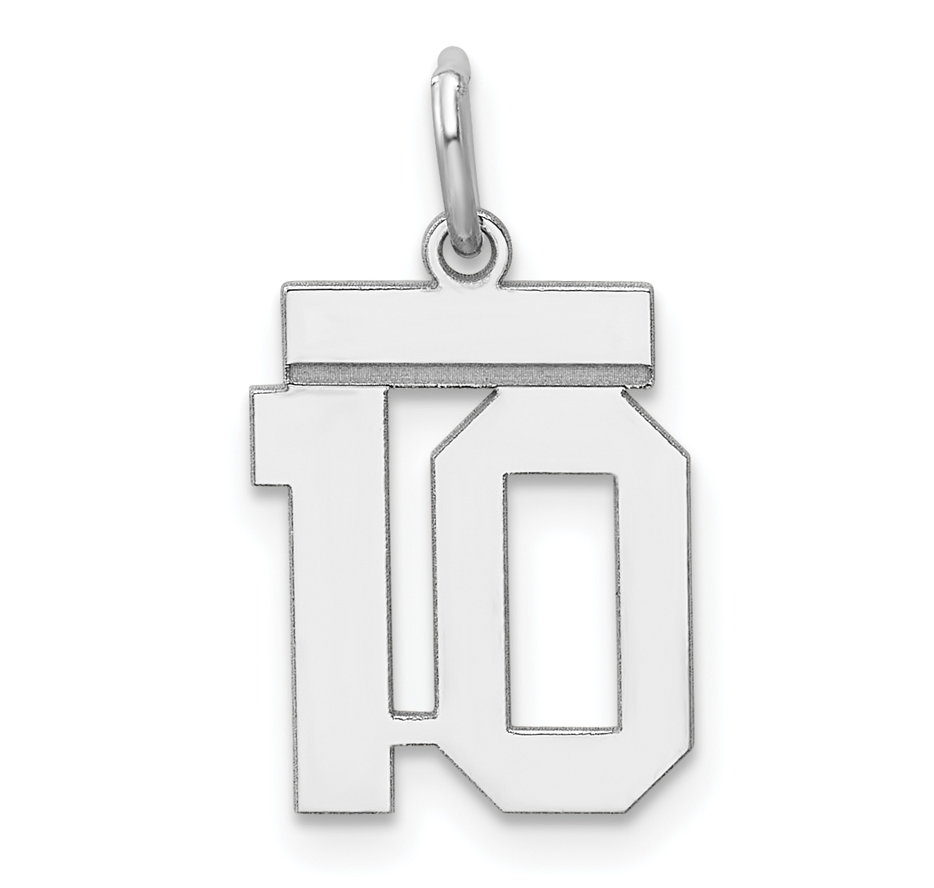 Sterling Silver/Rhodium-plated Polished Number 10 Charm (QSS10)