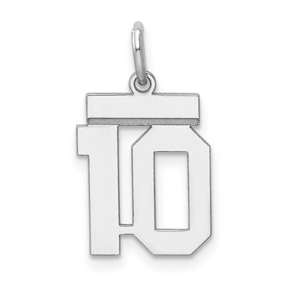 Sterling Silver/Rhodium-plated Polished Number 10 Charm (QSS10)