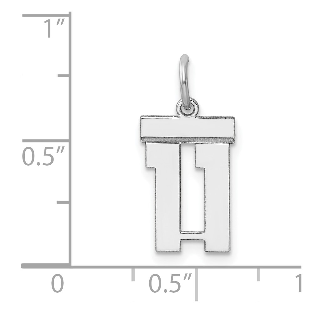 Sterling Silver/Rhodium-plated Polished Number 11 Charm (QSS11)