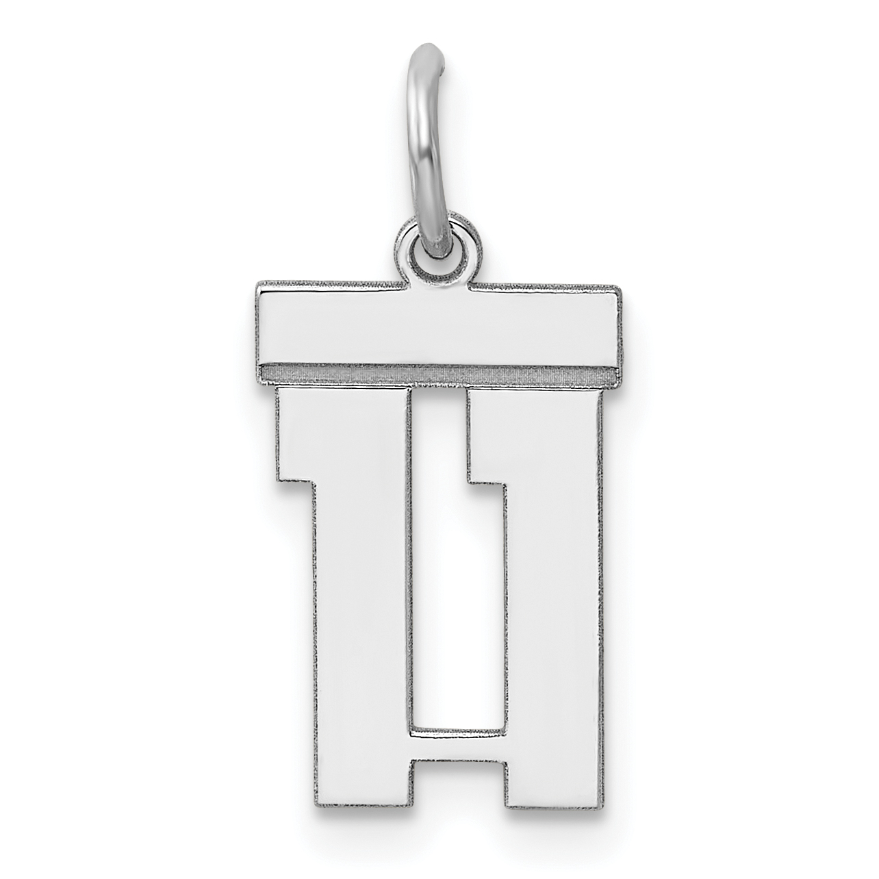 Sterling Silver/Rhodium-plated Polished Number 11 Charm (QSS11)