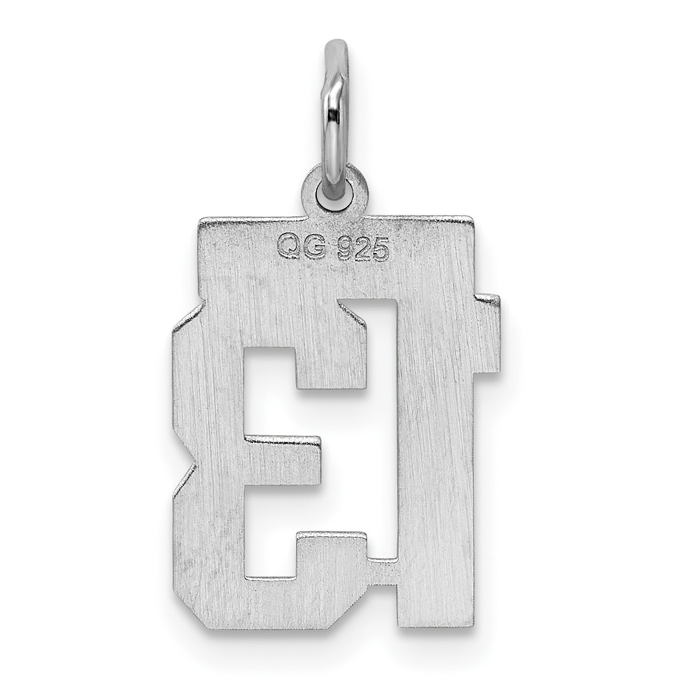 Sterling Silver/Rhodium-plated Polished Number 13 Charm (QSS13)