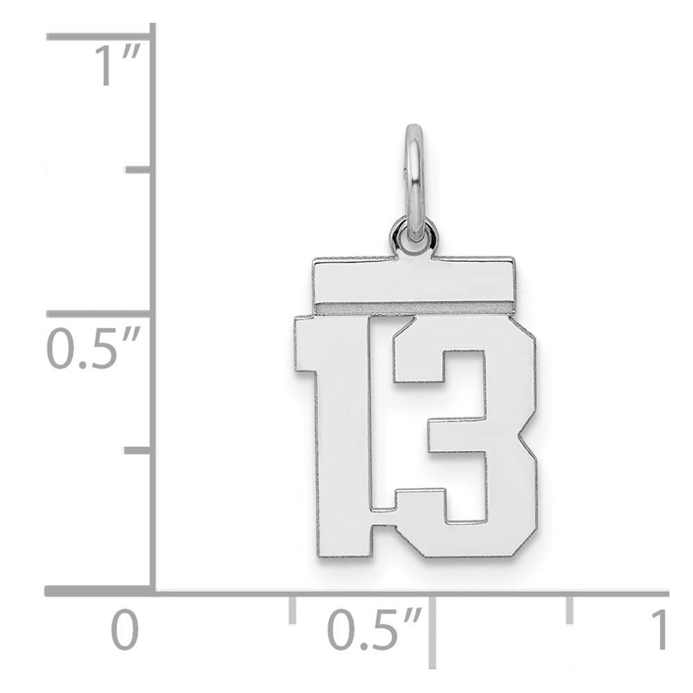 Sterling Silver/Rhodium-plated Polished Number 13 Charm (QSS13)