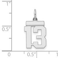Sterling Silver Rhodium-plated Polished Number 13 Charm view 4