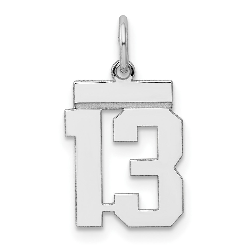 Sterling Silver/Rhodium-plated Polished Number 13 Charm (QSS13)