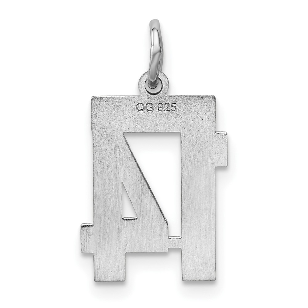Sterling Silver/Rhodium-plated Polished Number 14 Charm (QSS14)