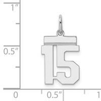 Sterling Silver Rhodium-plated Polished Number 15 Charm view 3