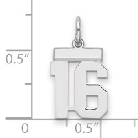 Sterling Silver Rhodium-plated Polished Number 16 Charm view 2