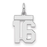 Sterling Silver Rhodium-plated Polished Number 16 Charm view 1