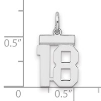 Sterling Silver Rhodium-plated Polished Number 18 Charm view 2