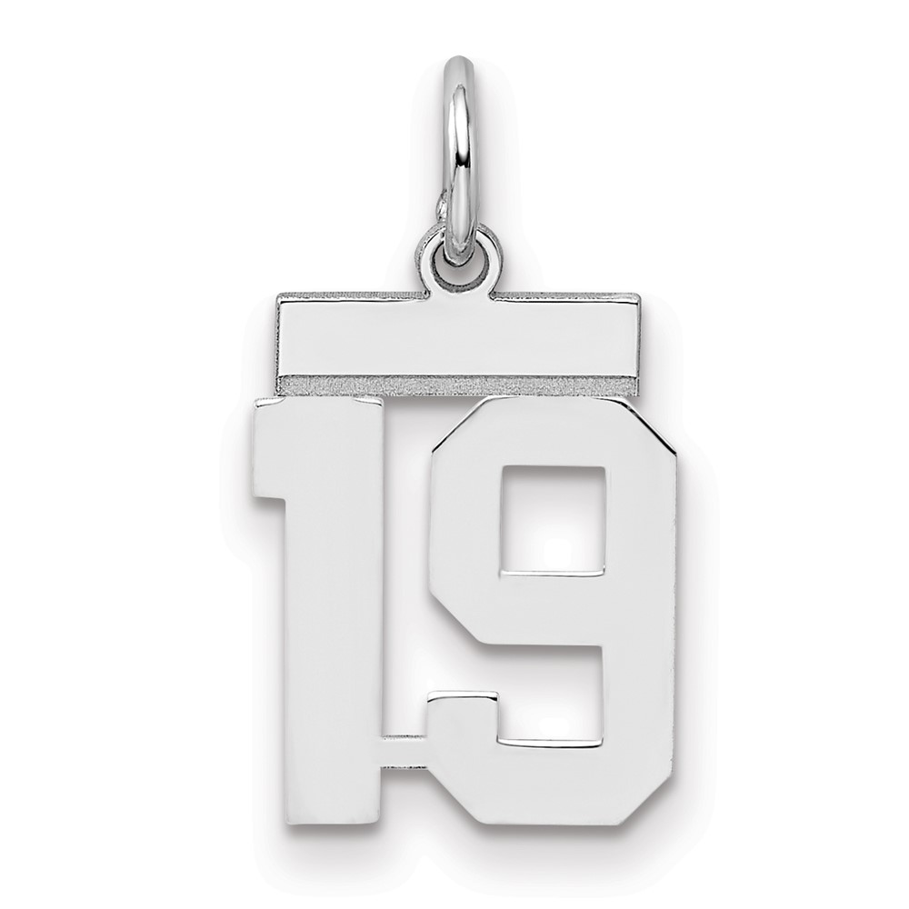 Sterling Silver Rhodium-plated Polished Number 19 Charm