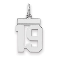 Sterling Silver Rhodium-plated Polished Number 19 Charm view 1