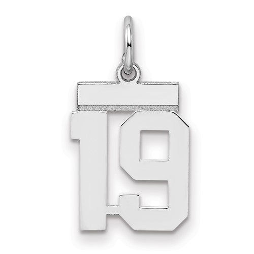 Sterling Silver Rhodium-plated Polished Number 19 Charm