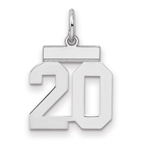 Sterling Silver Rhodium-plated Polished Number 20 Charm view 1