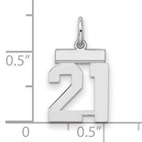 Sterling Silver Rhodium-plated Polished Number 21 Charm view 2