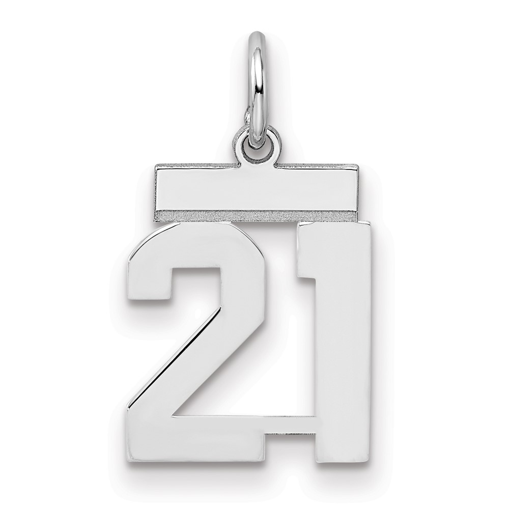 Sterling Silver Rhodium-plated Polished Number 21 Charm