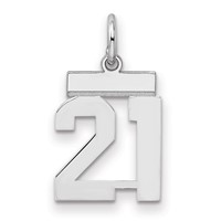 Sterling Silver Rhodium-plated Polished Number 21 Charm view 1