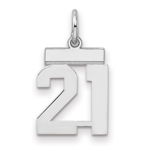 Sterling Silver Rhodium-plated Polished Number 21 Charm