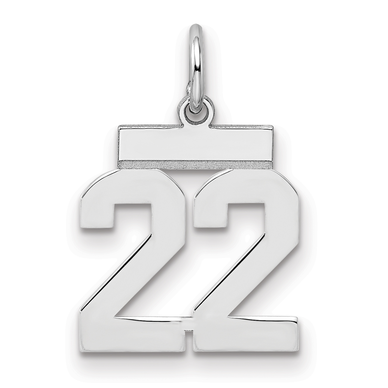 Sterling Silver/Rhodium-plated Polished Number 22 Charm (QSS22)
